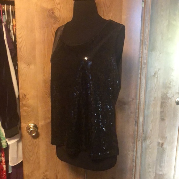 Pretty Black Sequin Blouse by Covington - Picture 7 of 12